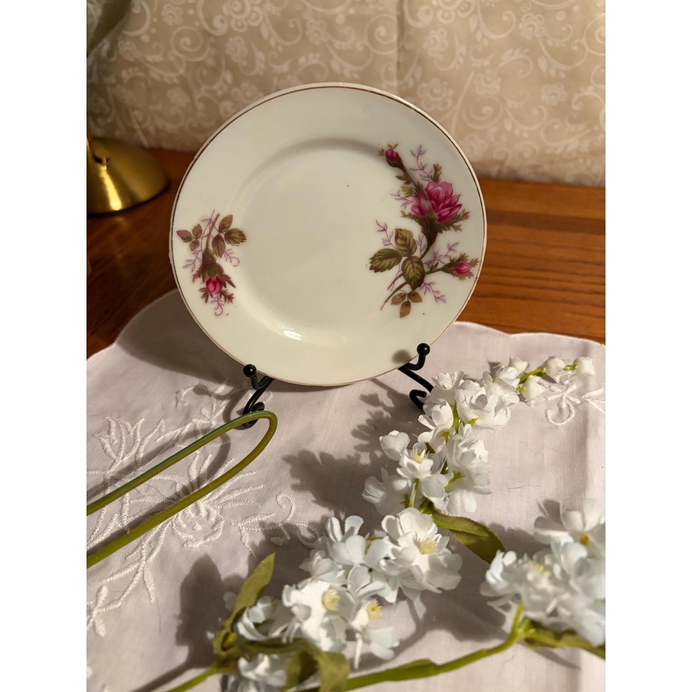 Vintage Pink Moss Rose 4" Butter‎ Pat